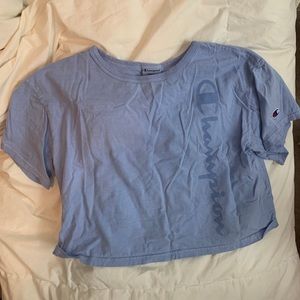 blue cropped champion tee